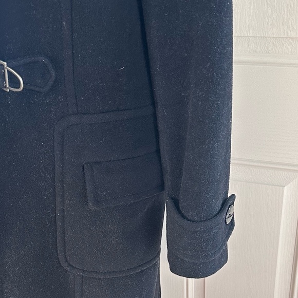 Kenneth Cole Reaction Black Peacoat with Metal Toggle Closures, Zipper, Hood, 8 - Picture 6 of 10